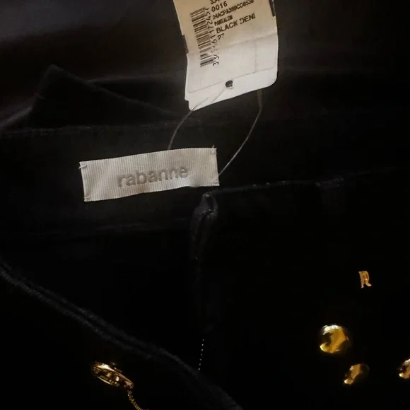 Paco Rabanne Black and Gold Flare Jeans with Studded Details